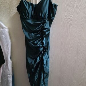 Elegant Teal Ruched Dress
